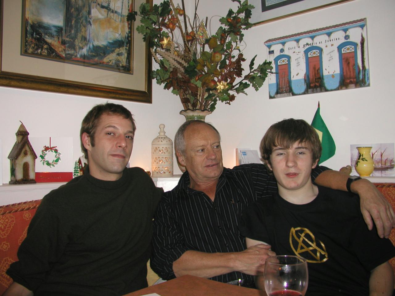 JPEG image - Mostyn, myself and Stef in the kitchen the night before the gathering ...